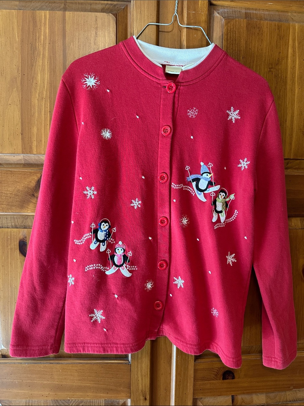 CC Hughes Penguin Embroidered Holiday Cardigan Sweater S